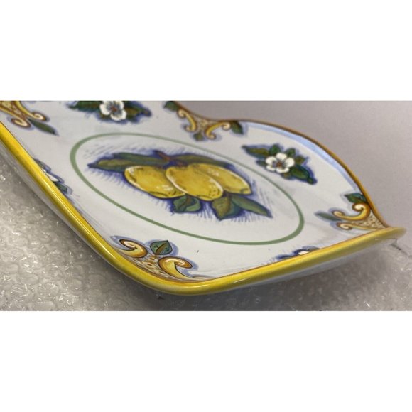 Tutta Ceramica Hand Painted Signed Serving Dish Italy Pottery Deruta Fruit - Picture 7 of 11